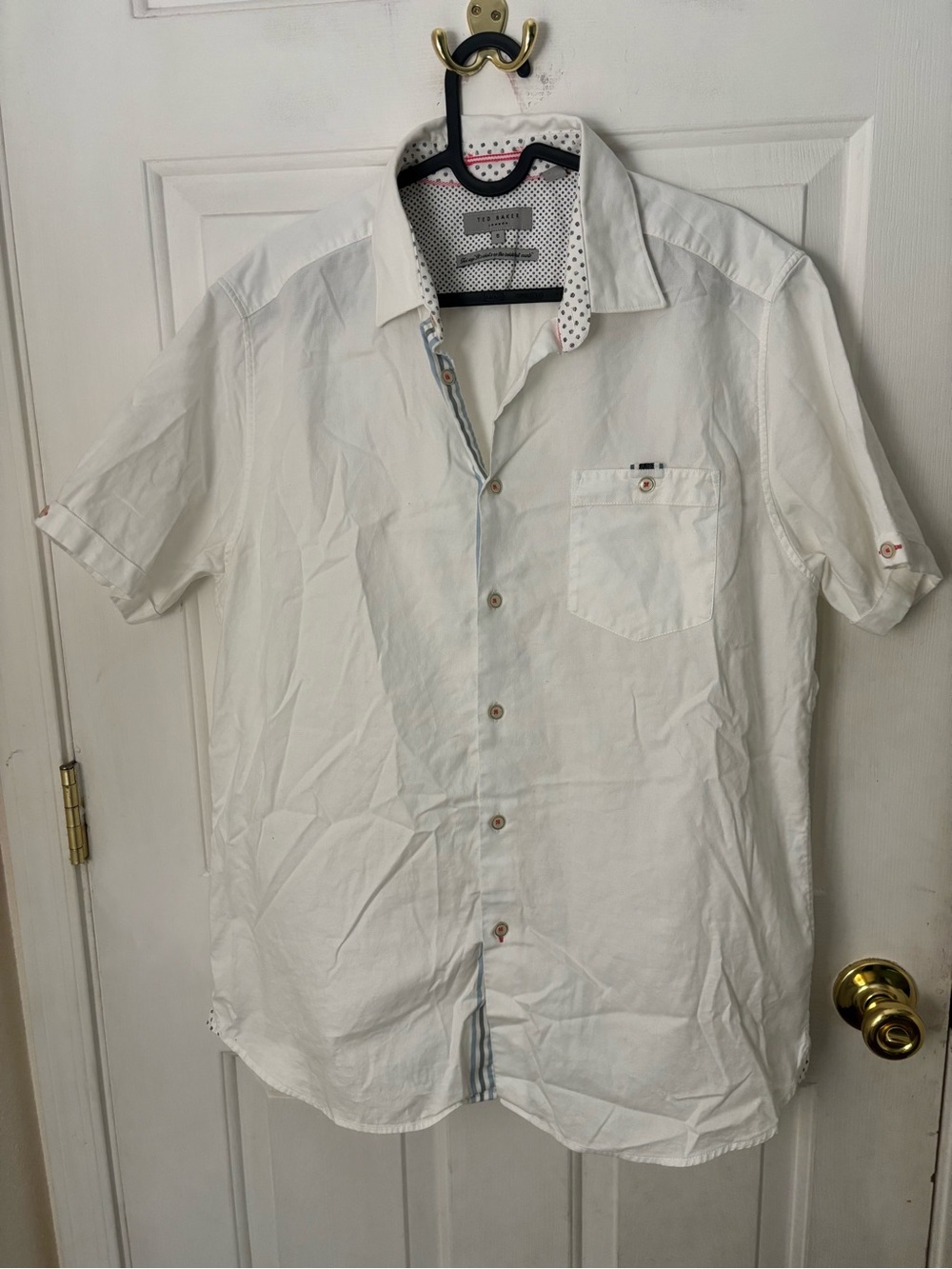 Ted Baker White Short-Sleeve Casual Button-Down Shirt
